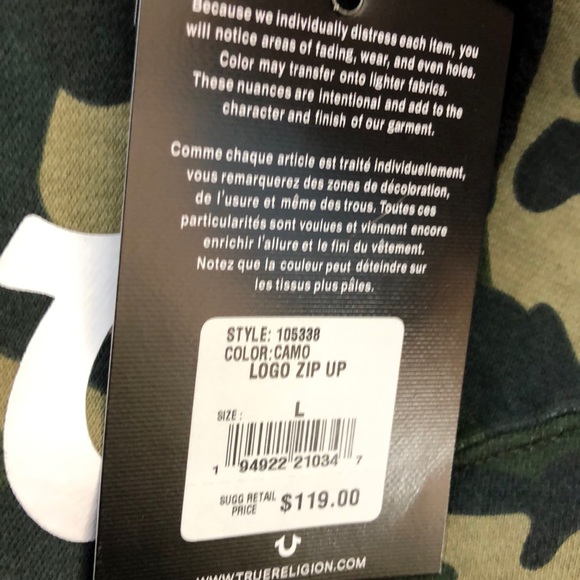 🔚🔜True Religion Large Camo Logo Zip Up Hoodie - Picture 5 of 12